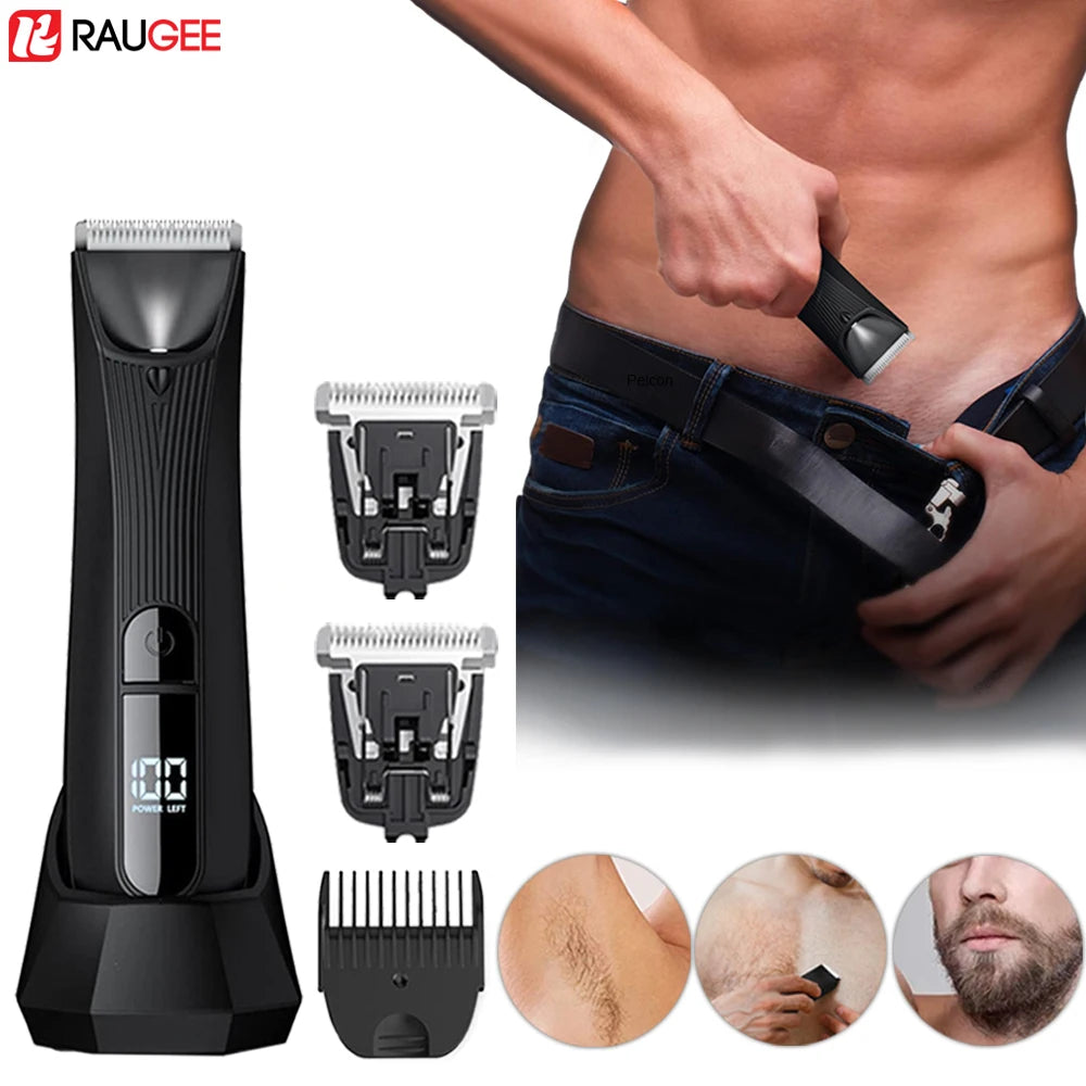Aparador elétrico do cabelo do corpo para homens, depilador indolor, barbeador recarregável para áreas sensíveis, braço do biquini, IPX7