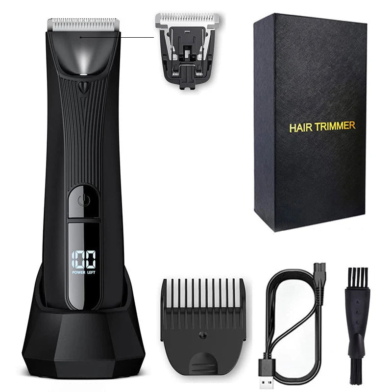 Aparador elétrico do cabelo do corpo para homens, depilador indolor, barbeador recarregável para áreas sensíveis, braço do biquini, IPX7