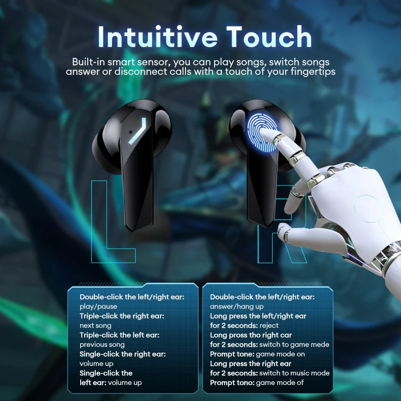 Novo lenovo gm2 pro max sem fio bluetooth 5.4 fones de ouvido led display digital à prova dwaterproof água com cancelamento ruído gaming headset